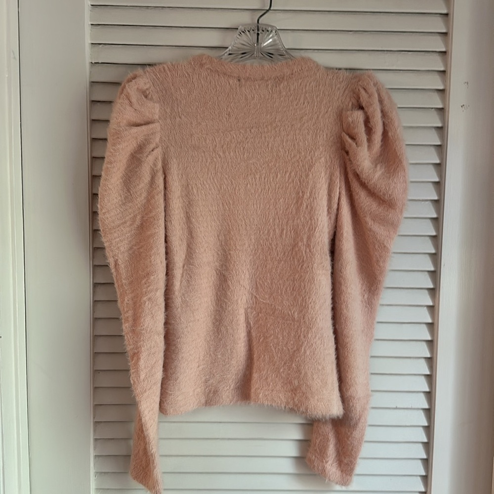Funkitribe The Savannah: Puffy Sleeve Fuzzy Sweater in Blush, Sz M - Picture 3 of 8